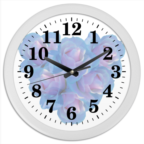 Заказать часы для офиса в Москве. Часы круглые из пластика Нежные цветы от Ольга Богуславская - готовые дизайны и нанесение принтов.