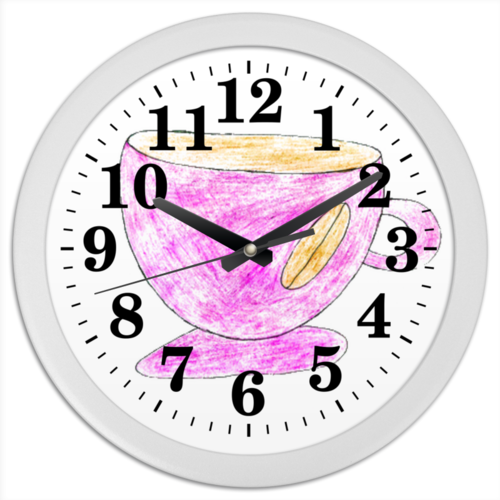 Заказать часы для офиса в Москве. Часы круглые из пластика Кофейная чашка от Venera210 - готовые дизайны и нанесение принтов.