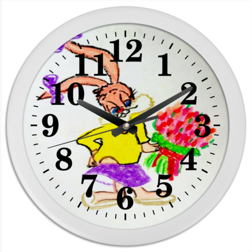 Заказать часы для офиса в Москве. Часы круглые из пластика Зайка от mrs-snit@yandex.ru - готовые дизайны и нанесение принтов.