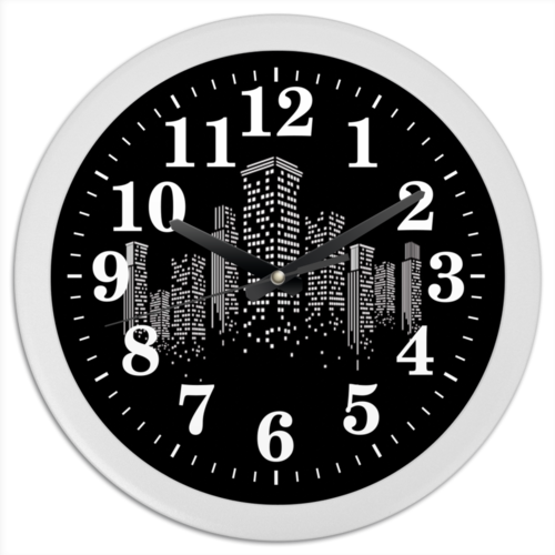 Заказать часы для офиса в Москве. Часы круглые из пластика Огни ночного города. от cutworld@yandex.ru - готовые дизайны и нанесение принтов.