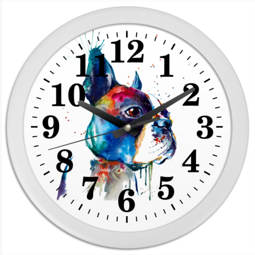 Заказать часы для офиса в Москве. Часы круглые из пластика Собачка от Arrow92 - готовые дизайны и нанесение принтов.