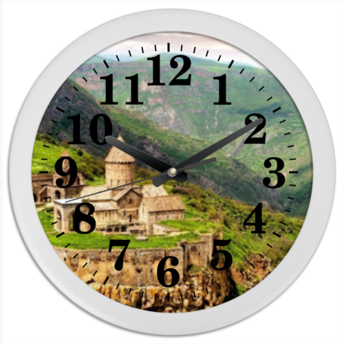 Заказать часы для офиса в Москве. Часы круглые из пластика Часы Армения монастырский комплекс Татев от Армения - готовые дизайны и нанесение принтов.