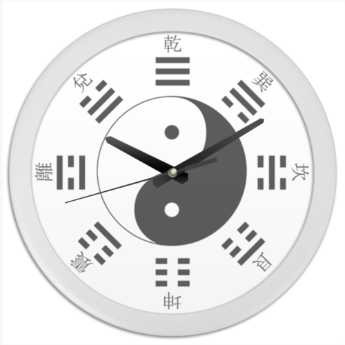 Заказать часы для офиса в Москве. Часы круглые из пластика Великий Предел (太極) от Andy Quarry - готовые дизайны и нанесение принтов.