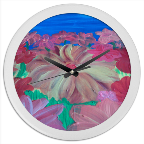 Заказать часы для офиса в Москве. Часы круглые из пластика цветочное настроение от natalie - готовые дизайны и нанесение принтов.