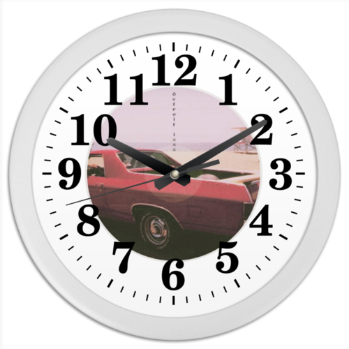 Заказать часы для офиса в Москве. Часы круглые из пластика Detroit ixxx от Evgenyi Patrakov (E SEVEN) - готовые дизайны и нанесение принтов.