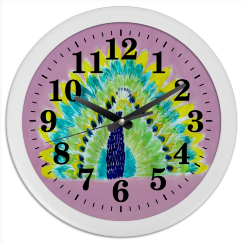 Заказать часы для офиса в Москве. Часы круглые из пластика Часы Жар Птица от mrs-snit@yandex.ru - готовые дизайны и нанесение принтов.