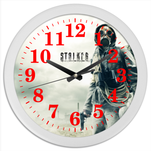 Заказать часы для офиса в Москве. Часы круглые из пластика STALKER от game-fan - готовые дизайны и нанесение принтов.