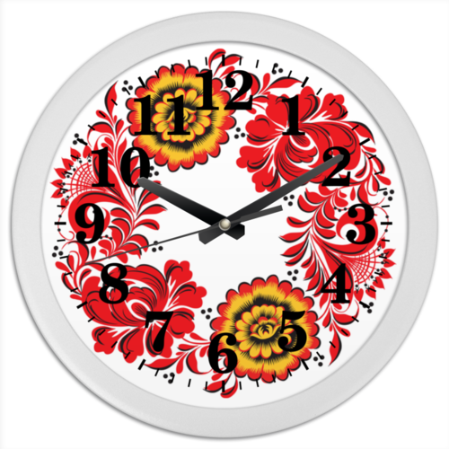 Заказать часы для офиса в Москве. Часы круглые из пластика Русский орнамент 2 от katya13koval - готовые дизайны и нанесение принтов.
