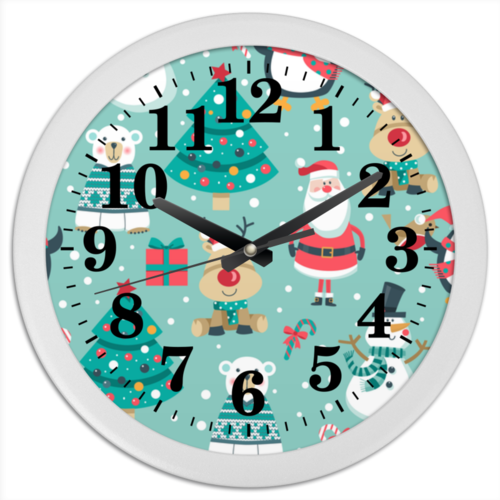 Заказать часы для офиса в Москве. Часы круглые из пластика С новым годом от FireFoxa - готовые дизайны и нанесение принтов.