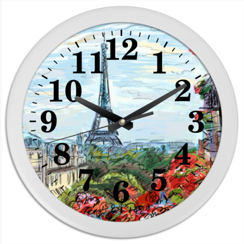 Заказать часы для офиса в Москве. Часы круглые из пластика Эйфелева башня от Александр Гришин - готовые дизайны и нанесение принтов.