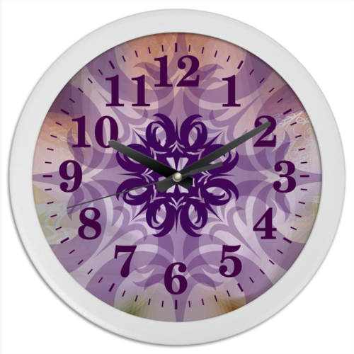Заказать часы для офиса в Москве. Часы круглые из пластика Фиолетовая фантазия. от Eva De Peron.  - готовые дизайны и нанесение принтов.