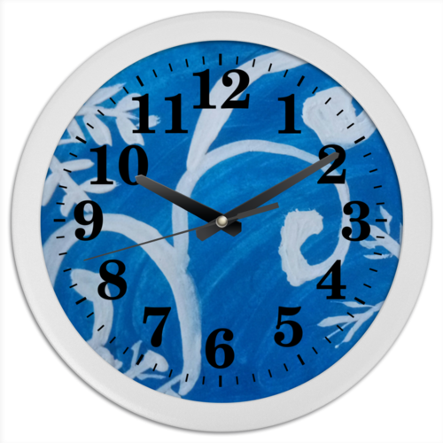 Заказать часы для офиса в Москве. Часы круглые из пластика Снежинки от mrs-snit@yandex.ru - готовые дизайны и нанесение принтов.