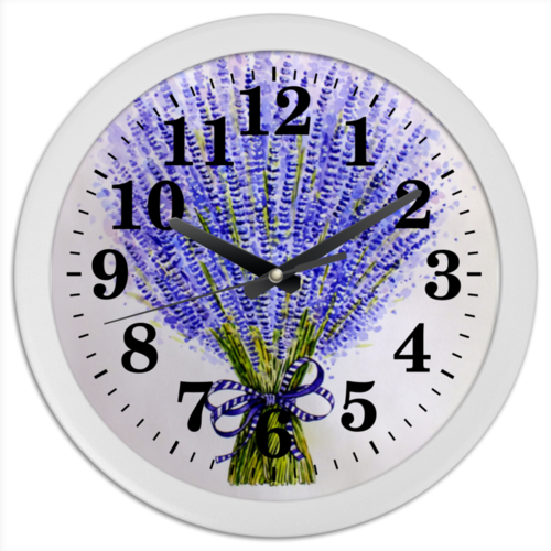 Заказать часы для офиса в Москве. Часы круглые из пластика Лаванда от Aleksa - готовые дизайны и нанесение принтов.