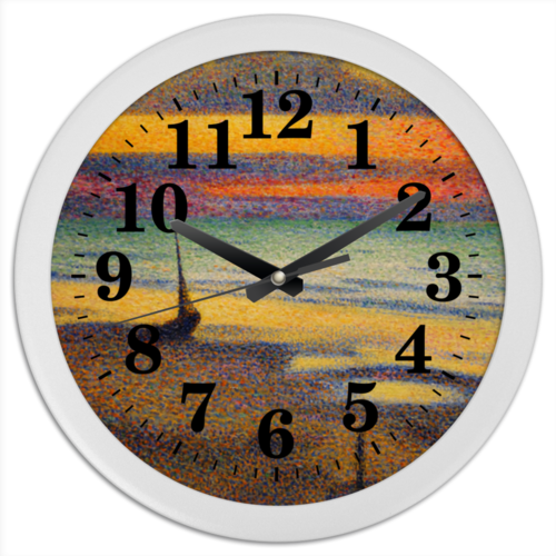Заказать часы для офиса в Москве. Часы круглые из пластика Пляж в Хейсте (Жорж Леммен) от trend - готовые дизайны и нанесение принтов.
