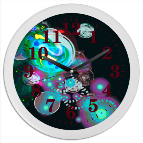 Заказать часы для офиса в Москве. Часы круглые из пластика Галактика от Anna Lomachenko - готовые дизайны и нанесение принтов.
