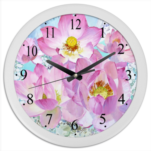 Заказать часы для офиса в Москве. Часы круглые из пластика Лотосы от валентина люсенкова - готовые дизайны и нанесение принтов.