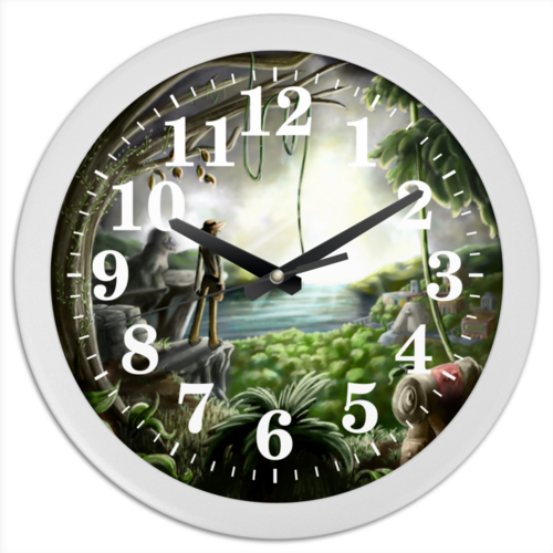 Заказать часы для офиса в Москве. Часы круглые из пластика Остров от Дана Столыпина - готовые дизайны и нанесение принтов.