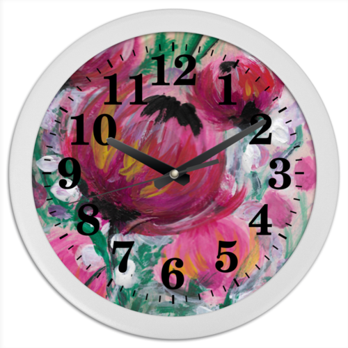 Заказать часы для офиса в Москве. Часы круглые из пластика Полевые цветы от d_ari.design@mail.ru - готовые дизайны и нанесение принтов.
