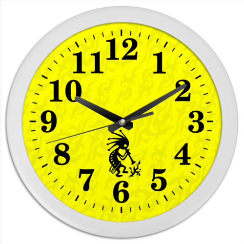 Заказать часы для офиса в Москве. Часы круглые из пластика Кокопелли от Soluvel  - готовые дизайны и нанесение принтов.