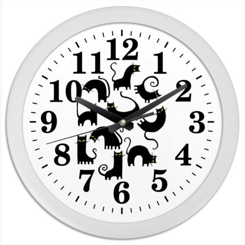 Заказать часы для офиса в Москве. Часы круглые из пластика Кошки 3 от Виктор Гришин - готовые дизайны и нанесение принтов.