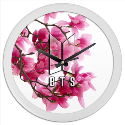 Заказать часы для офиса в Москве. Часы круглые из пластика Группа BTS от weeert - готовые дизайны и нанесение принтов.