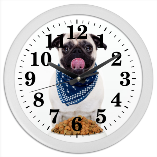 Заказать часы для офиса в Москве. Часы круглые из пластика Pugs  от Анастасияa - готовые дизайны и нанесение принтов.