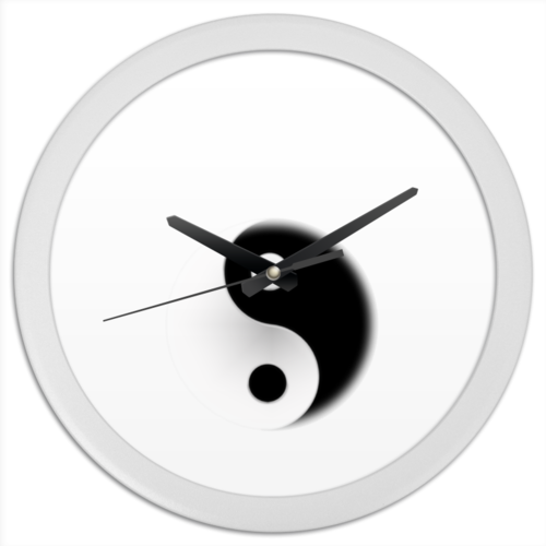 Заказать часы для офиса в Москве. Часы круглые из пластика Инь и Ян от liya - готовые дизайны и нанесение принтов.