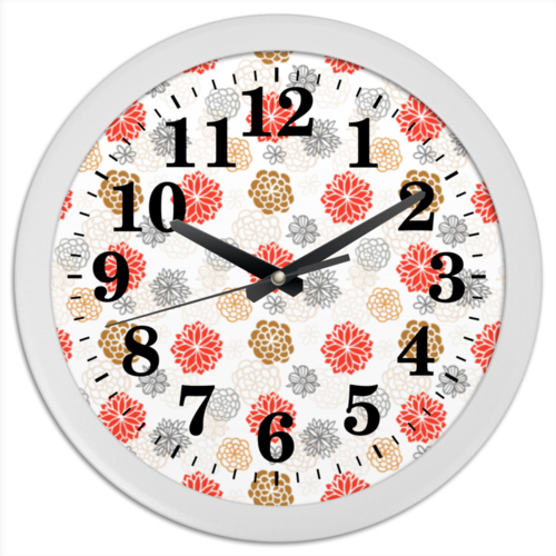 Заказать часы для офиса в Москве. Часы круглые из пластика Цветочные от BeliySlon - готовые дизайны и нанесение принтов.