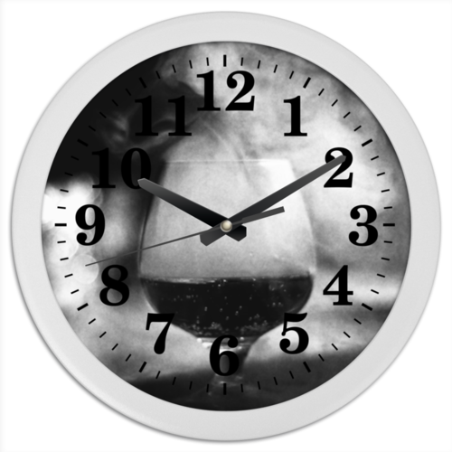 Заказать часы для офиса в Москве. Часы круглые из пластика Бокал дыма от Аксинья Гордон - готовые дизайны и нанесение принтов.