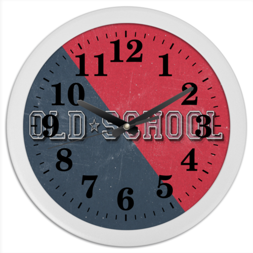 Заказать часы для офиса в Москве. Часы круглые из пластика Old School Style от Leichenwagen - готовые дизайны и нанесение принтов.