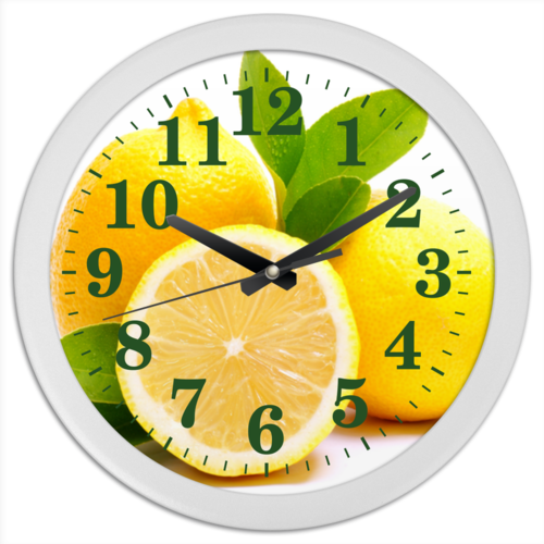 Заказать часы для офиса в Москве. Часы круглые из пластика лимоны  от Анатолий Холодов - готовые дизайны и нанесение принтов.