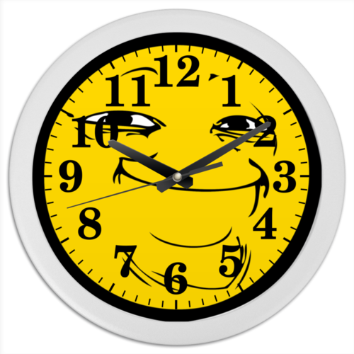 Заказать часы для офиса в Москве. Часы круглые из пластика Йоба-фейс от Memepedia - готовые дизайны и нанесение принтов.
