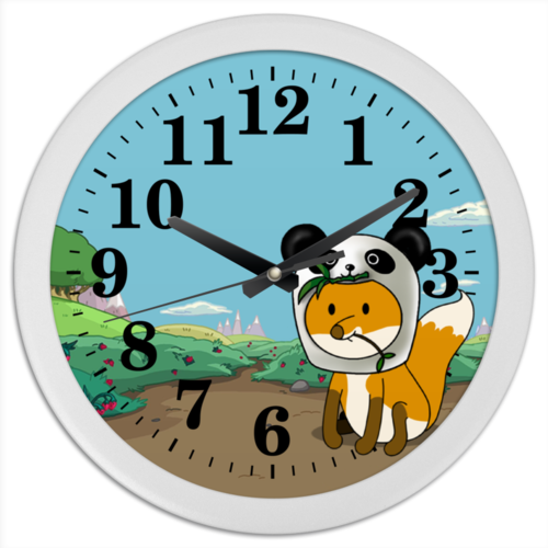 Заказать часы для офиса в Москве. Часы круглые из пластика Часы с лисенком от Little Pets - готовые дизайны и нанесение принтов.