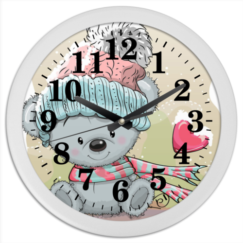 Заказать часы для офиса в Москве. Часы круглые из пластика Медвежонок от Виктор Гришин - готовые дизайны и нанесение принтов.