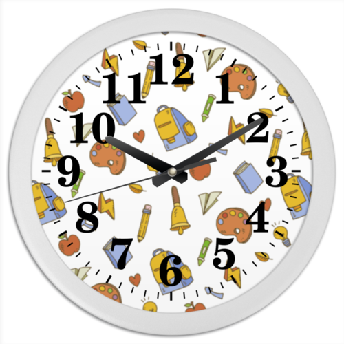 Заказать часы для офиса в Москве. Часы круглые из пластика Школьные от BeliySlon - готовые дизайны и нанесение принтов.