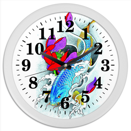 Заказать часы для офиса в Москве. Часы круглые из пластика Китайский карп 3 от Виктор Гришин - готовые дизайны и нанесение принтов.