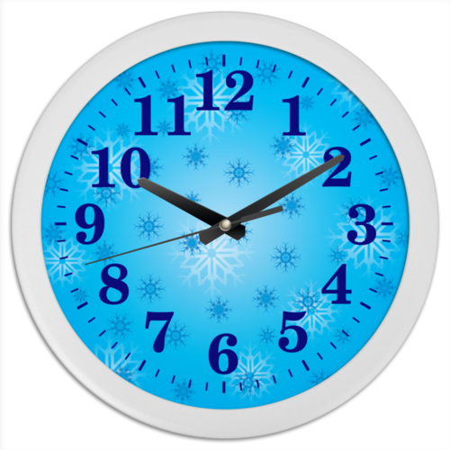 Заказать часы для офиса в Москве. Часы круглые из пластика Снежинка от valezar - готовые дизайны и нанесение принтов.