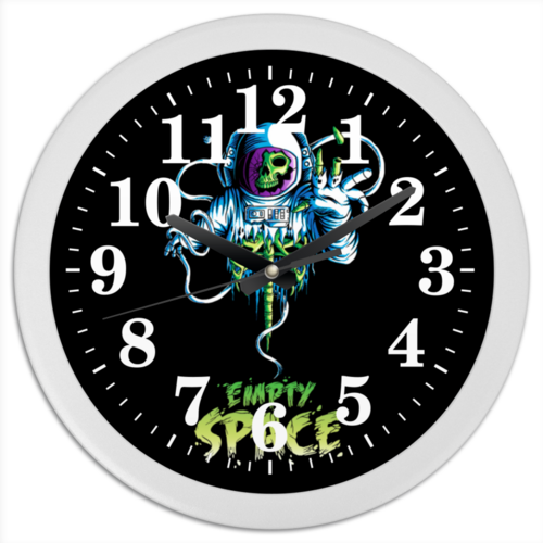 Заказать часы для офиса в Москве. Часы круглые из пластика Пустое пространство от Дана Столыпина - готовые дизайны и нанесение принтов.