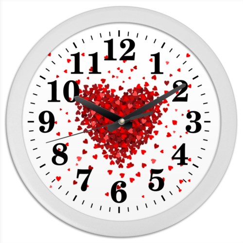 Заказать часы для офиса в Москве. Часы круглые из пластика Hearts от olisa - готовые дизайны и нанесение принтов.