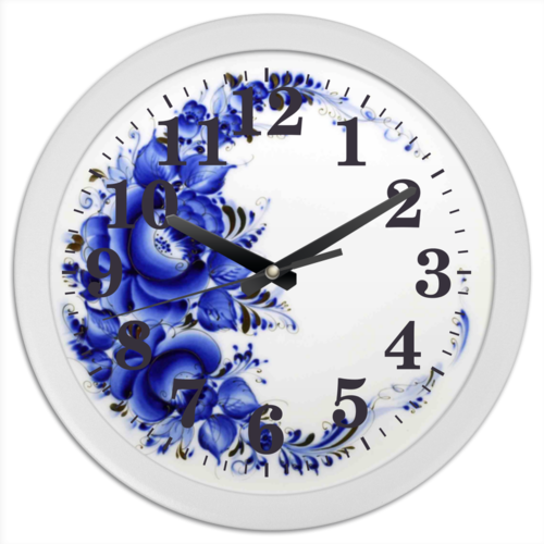 Заказать часы для офиса в Москве. Часы круглые из пластика гжель  от Анатолий Холодов - готовые дизайны и нанесение принтов.