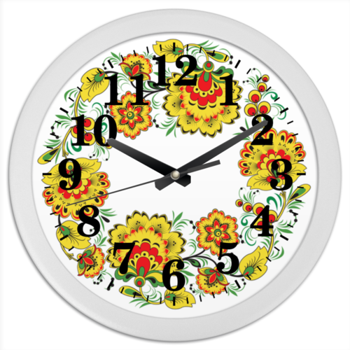 Заказать часы для офиса в Москве. Часы круглые из пластика Русский орнамент 3 от katya13koval - готовые дизайны и нанесение принтов.