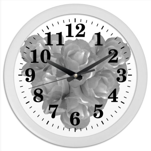 Заказать часы для офиса в Москве. Часы круглые из пластика Сердечко из роз от Ольга Богуславская - готовые дизайны и нанесение принтов.