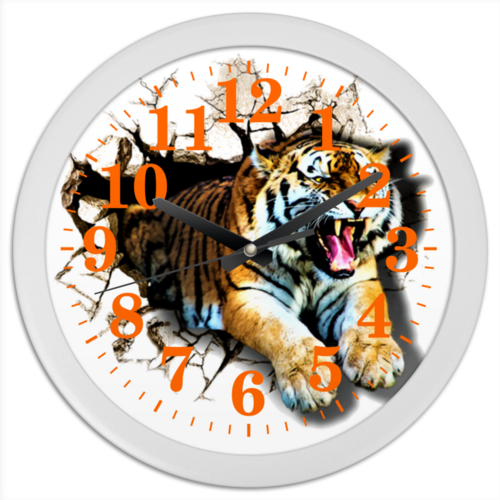 Заказать часы для офиса в Москве. Часы круглые из пластика Год тигра  от T-shirt print  - готовые дизайны и нанесение принтов.