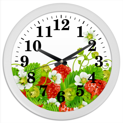 Заказать часы для офиса в Москве. Часы круглые из пластика Земляничная поляна от Виктор Гришин - готовые дизайны и нанесение принтов.