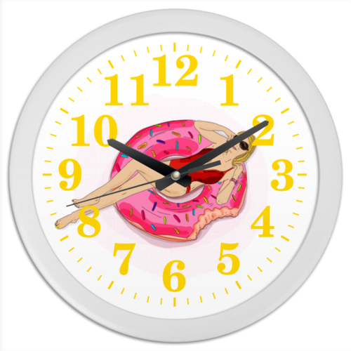 Заказать часы для офиса в Москве. Часы круглые из пластика Девука на круге от Anna Eremina - готовые дизайны и нанесение принтов.