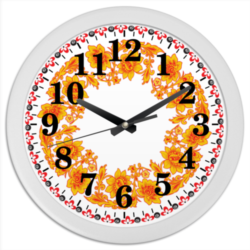 Заказать часы для офиса в Москве. Часы круглые из пластика Русский орнамент 5 от katya13koval - готовые дизайны и нанесение принтов.