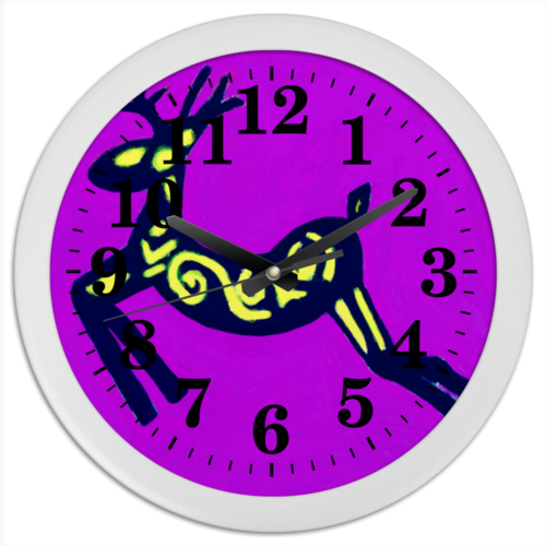 Заказать часы для офиса в Москве. Часы круглые из пластика Олень от mrs-snit@yandex.ru - готовые дизайны и нанесение принтов.