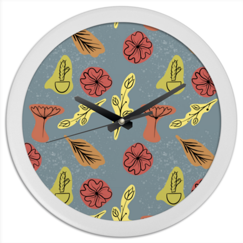 Заказать часы для офиса в Москве. Часы круглые из пластика Растения от Виктория  - готовые дизайны и нанесение принтов.