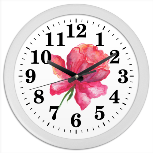 Заказать часы для офиса в Москве. Часы круглые из пластика Пышный пион от Елена Клюенкова - готовые дизайны и нанесение принтов.