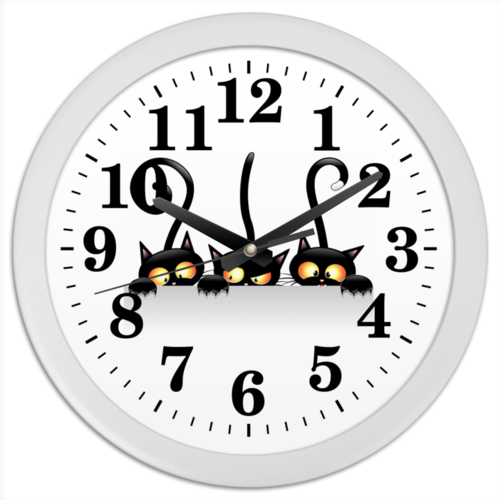 Заказать часы для офиса в Москве. Часы круглые из пластика Кошки 4 от Виктор Гришин - готовые дизайны и нанесение принтов.